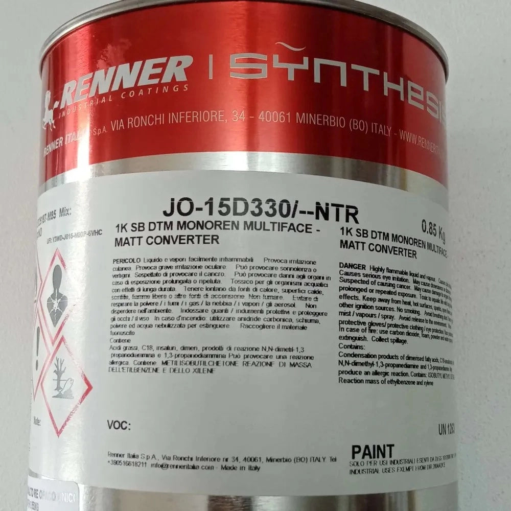 Renner monoren 1kg smalto opaco - tutti i ral 3000 - base nitro a rapida essiccazione, colore  ral 3002 - rosso carminio