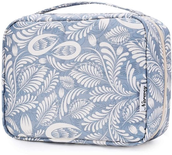 Toilette per donne - Toilette appese, toilette per donne e uomini, borsa cosmetica - sacchetto da lavaggio (foglio blu)