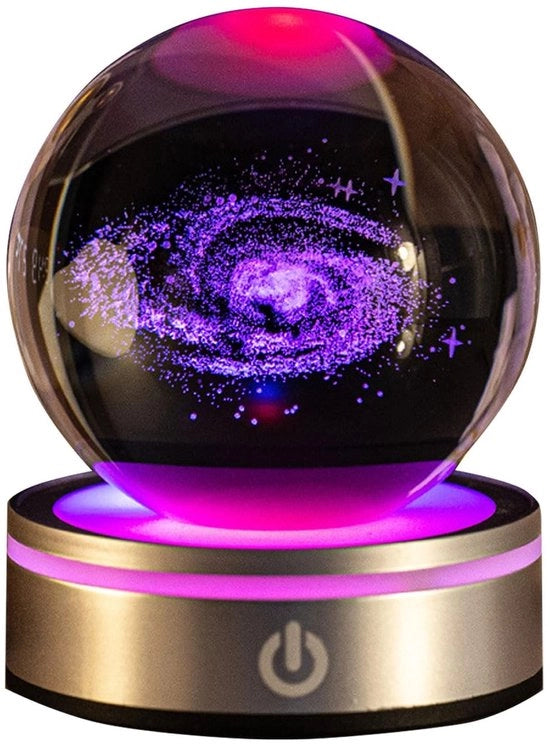 Ornamento 3D della Galassia - Bol di Cristallo con Luce - Modellino Astronomico - Regalo Educativo per Bambini - Giochi di Apprendimento - Miniaturno del Sistema Solare