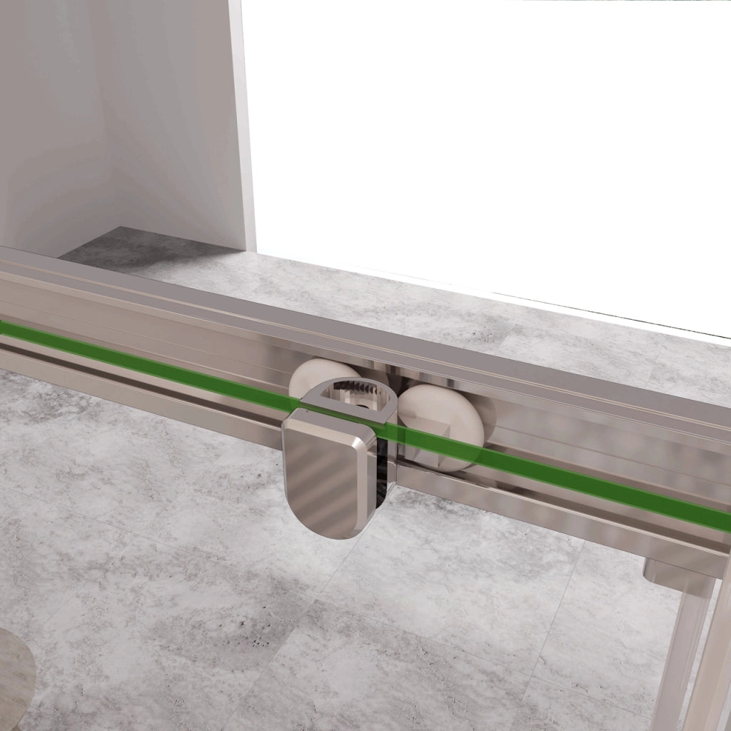 185 cm Box Doccia Angolare Porta Scorrevole con Parete Fissa Vetro Temperato 5 mm Trasparente Telaio Cromato Lucido 125x90 cm