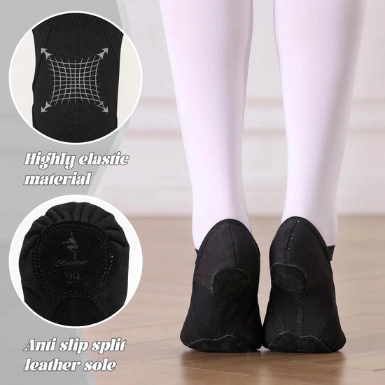 Ballerine elastiche per bambine con suola a dito - Nero - Bimbi, bambine e donne