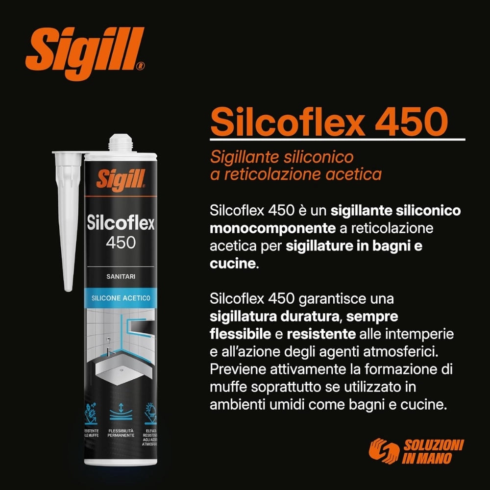 sigill silcoflex 450 sigillante monocomponente resistente alle muffe 280 ml *** colore- bianco, confezione 1