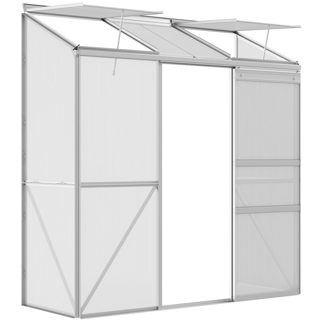 Serra da giardino addossata ¨C Xylo ¨C alluminio e policarbonato argento 192x68x196 cm