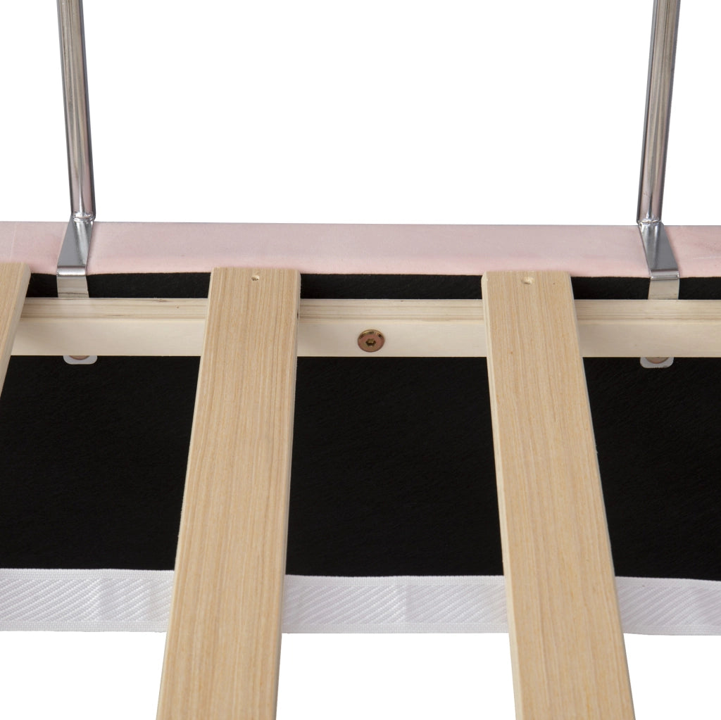 Letto imbottito per bambini rosa 140x200 cm con LED e vano laterale