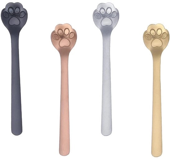 Set di cucchiai per caffè e tè 4 pezzi - Cucchiai in acciaio inossidabile - Resistenti al lavastoviglie - 14,7 cm - Per caffè e tè - Adatti a desserti - Cucchiaio