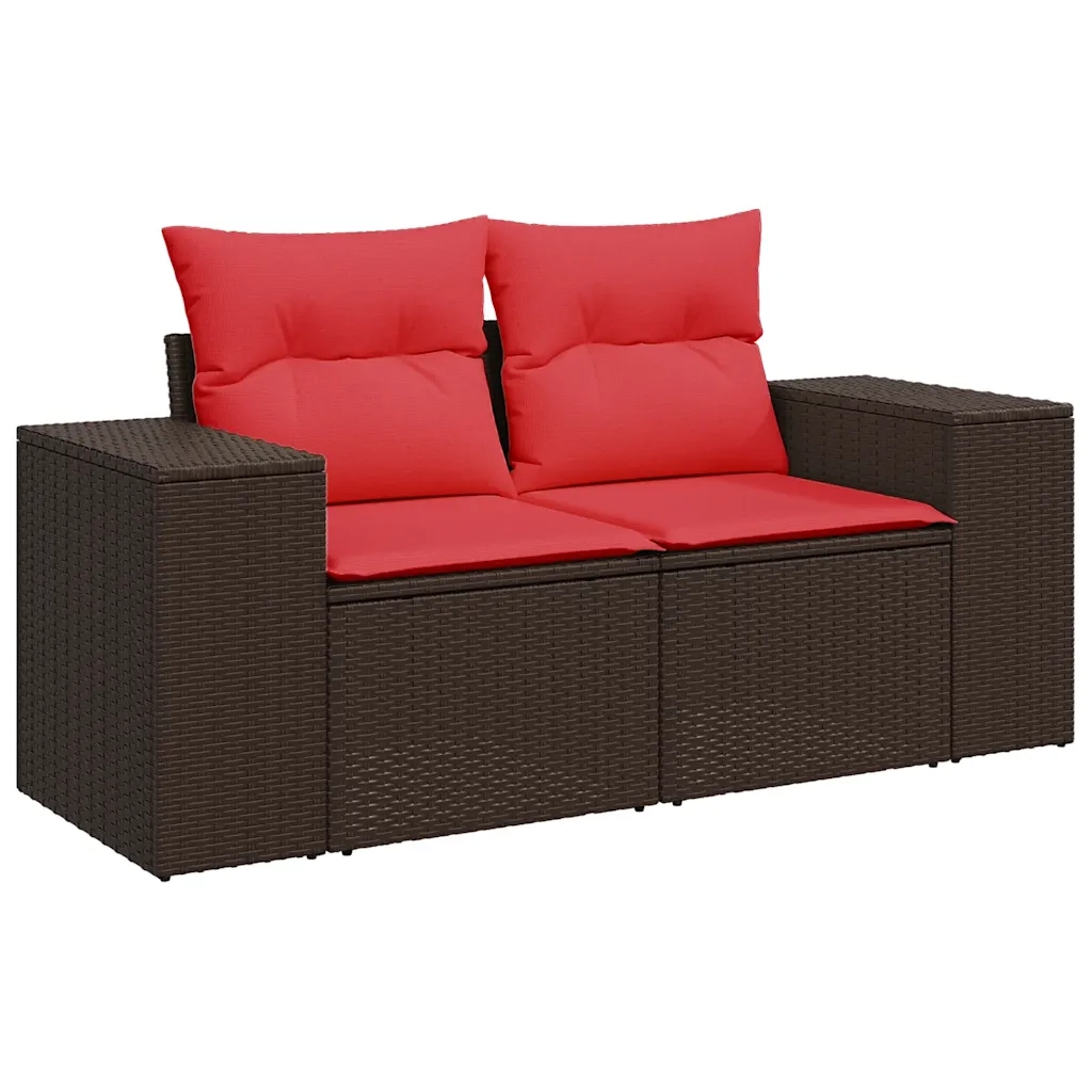 Set Divani da Giardino 7 pz con Cuscini Marrone in Polyrattan 3222903