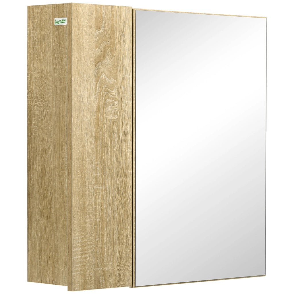 Pensile da Bagno con Specchio 60x15x60 cm in Truciolato Legno Naturale