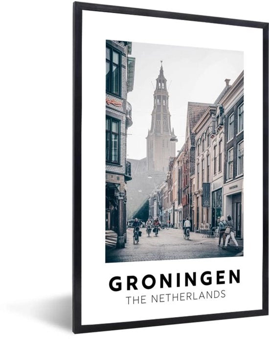 Poster 20x30 cm - Decorazione per Parete Groninga - Lista Nera - Carta Fotografica - Alta Qualità - Colori Vividi