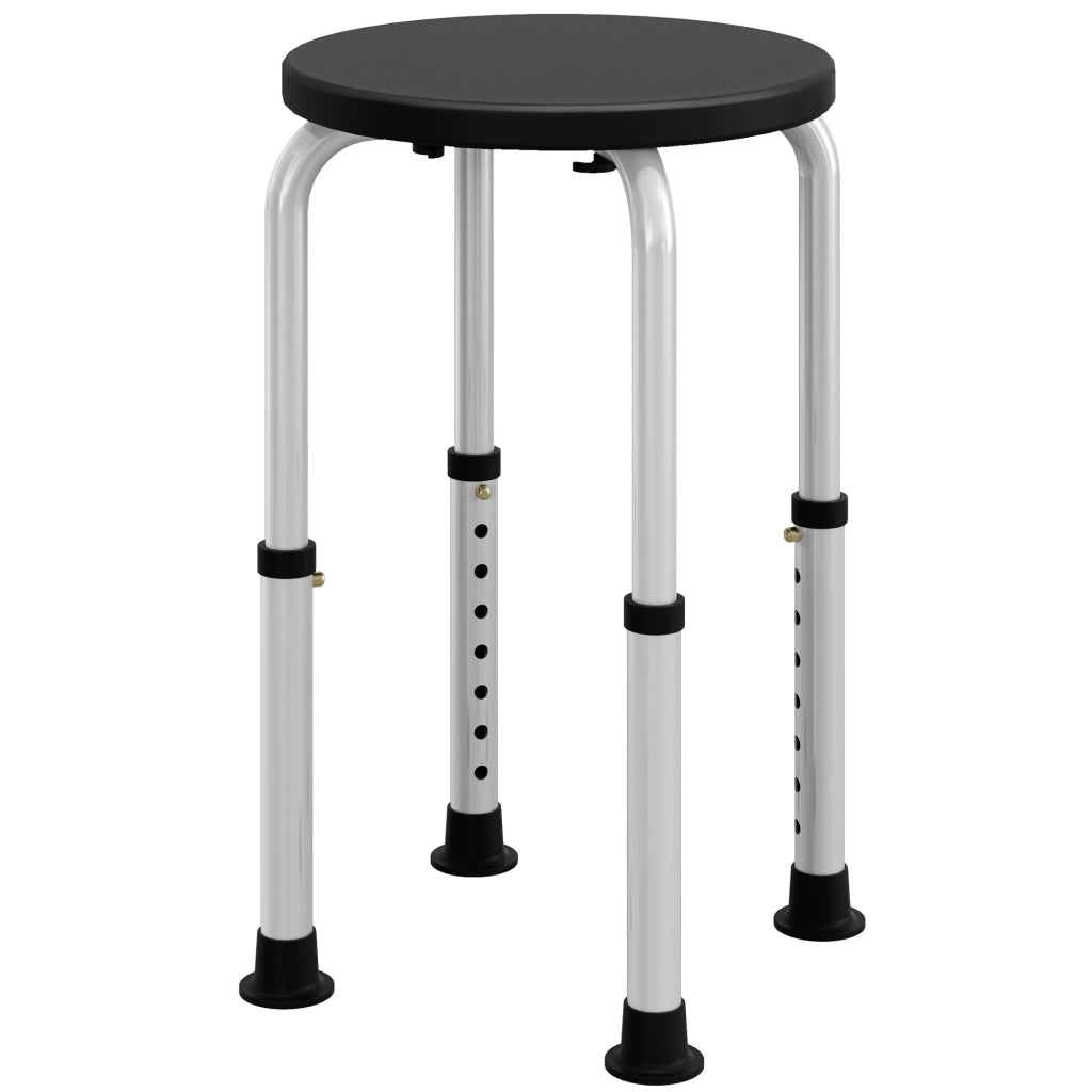 Sgabello da Doccia Regolabile Antiscivolo ¨C Minimal ¨C Nero Alluminio PE 32.5x41x35.5-54 cm