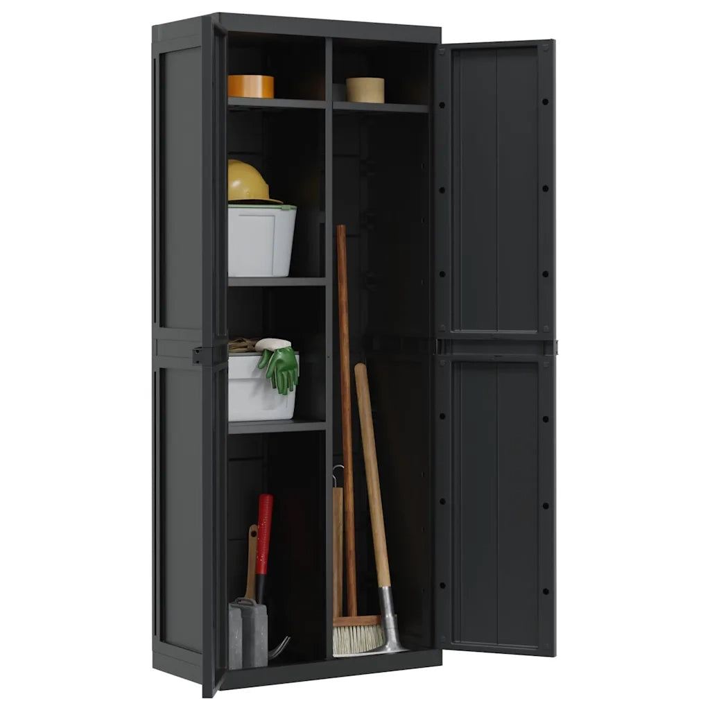 Armadio da Esterno Nero 65x37x165 cm in PP 364206