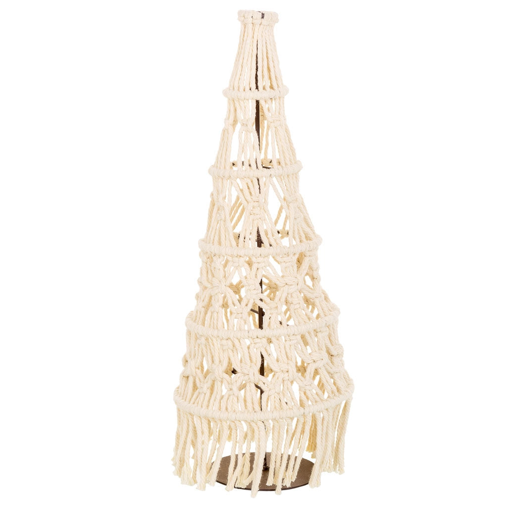 Albero decorativo in cotone intrecciato bianco d18x52h
