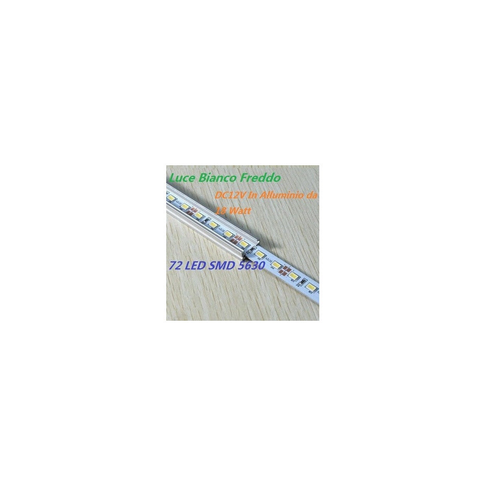 Trade Shop - Strip Striscia Rigida Barra 1 Metro A Led 5630 7020 5050 13w 72 Led Calda Fredda - -bianco Freddo -smd 5630