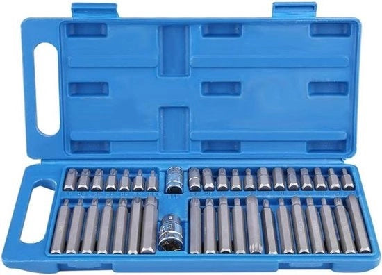 Set di chiavi Torx - 40 pezzi - Nero - Kit di chiavi a mano - Scatola portatile - Set di chiavi in acciaio speciale - Adatto per fai da te - Rosso.