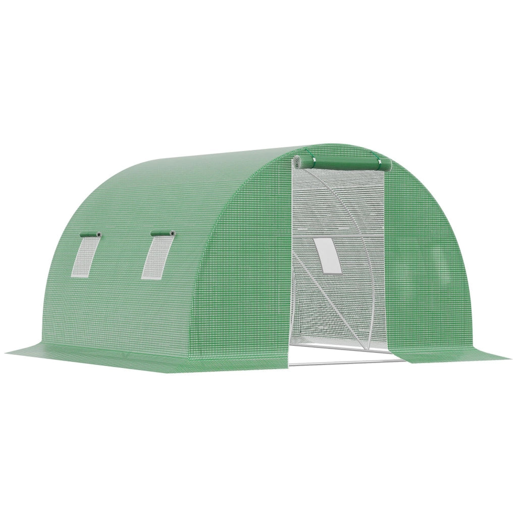 EasyComfort Serra a Tunnel da Esterno 3x3x2m con Copertura in PE, Porta con Cerniera e 4 Finestre, Verde