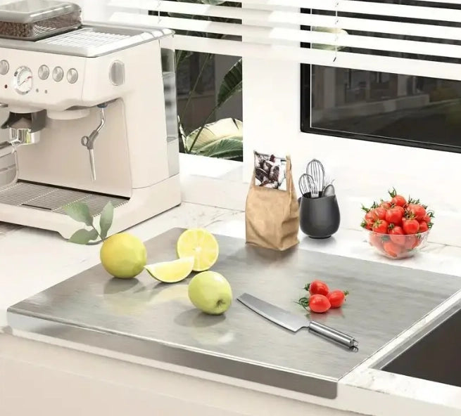 Spianatoia Tagliere in Acciaio Inox 304 per Impastare, con Tappeto Antiscivolo Omaggio 90x48 cm