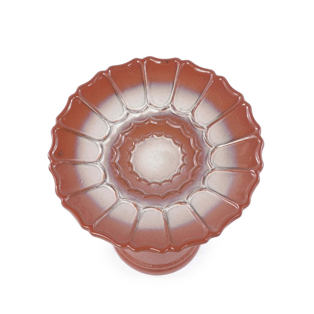 Bagno per Uccelli in Ceramica Artigianale Ø 43 cm, H 45 cm, Resistente alle Intemperie e al Gelo, Finitura Smaltata Bicolore