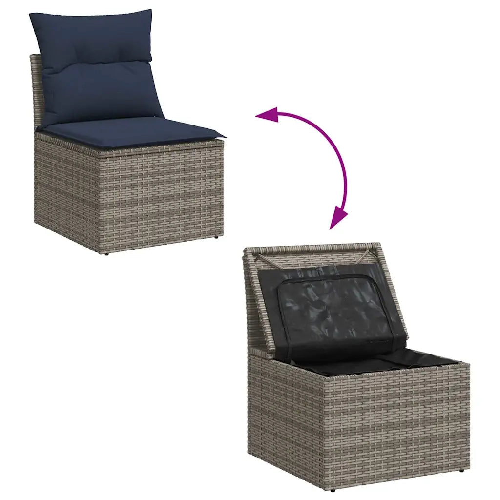 Set Divani da Giardino 14pz con Cuscini in Polyrattan Grigio 3256292