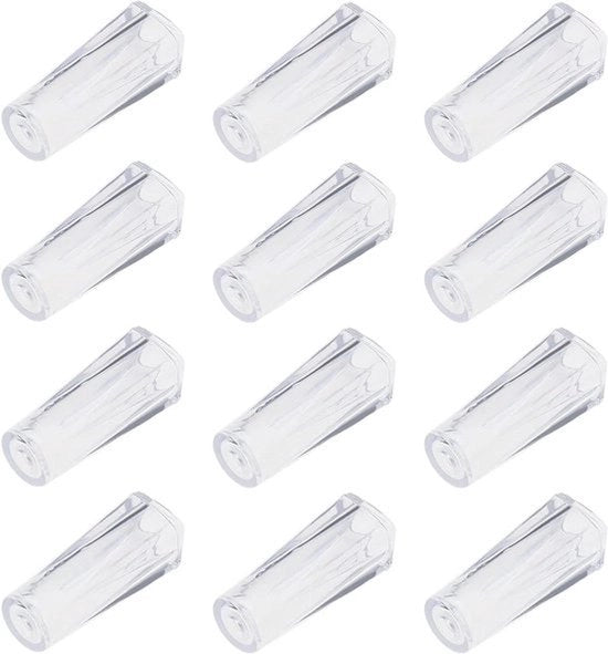 Cordino in plastica con fermi - Riparazione estremità di tiraggio - Cordoni per tende - Romanelli per tende - Decorazione per tende - Adatto per 12 pezzi - Colore - Puntale per cordino - Translucido