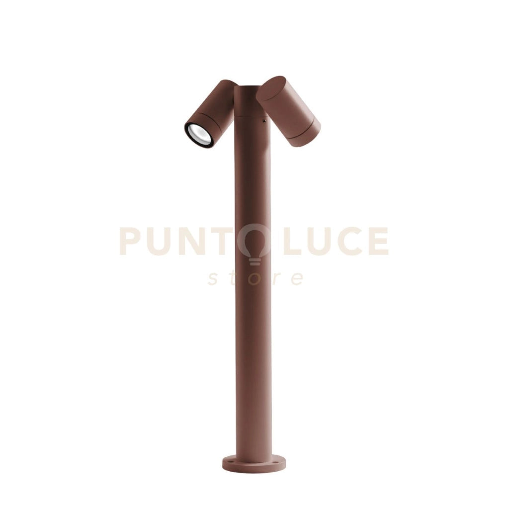 GES1113- PALETTO IN ALLUMINIO 2 LUCI ATTACCO GU10 MARRONE IP65 H.70CM ORIENTABILE