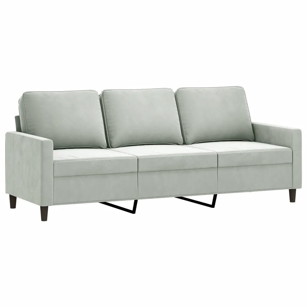 Divano a 3 Posti Grigio Chiaro 180 cm in Velluto 359209
