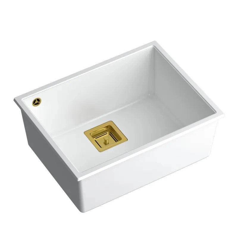 Lavello In Granito David 50 White Tappo acciaio