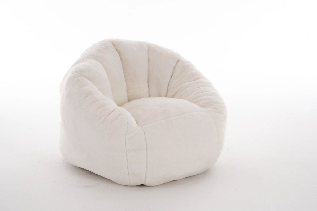 Pouf sacco per bambini in morbido peluche, colore beige, ergonomico e facile da pulire