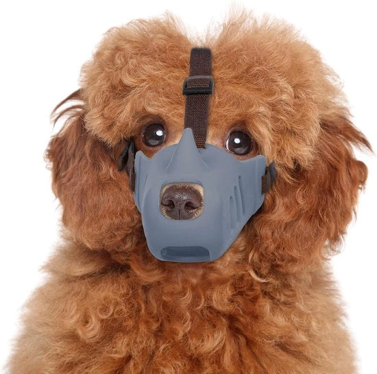 Morsicatore anti-bite per cani - morsicatore per cani con cinghia di gomma siliconica adattabile, copertura di cinghia in pelle, protezione per cani di piccola e media taglia (neushoorn grigio, L)