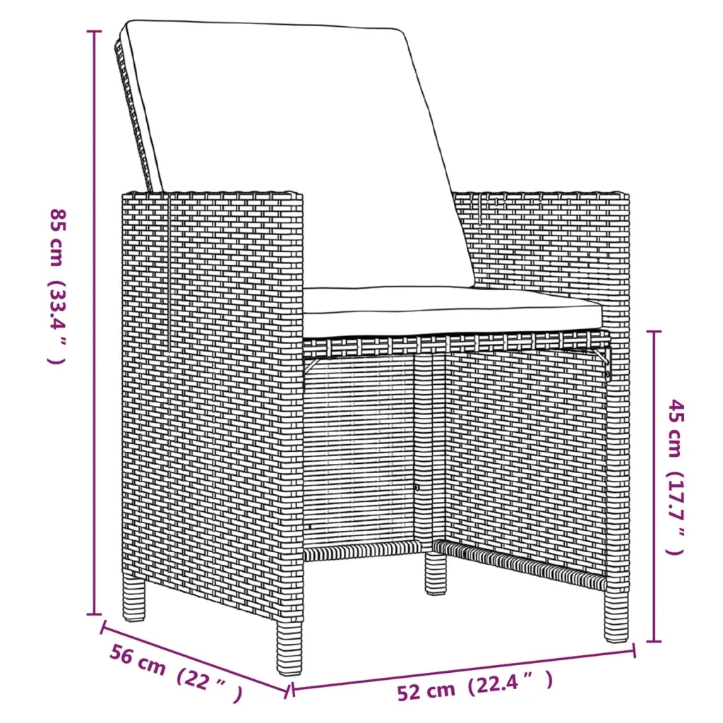 Set da Pranzo da Giardino 5pz con Cuscini in Polyrattan Marrone 3095512