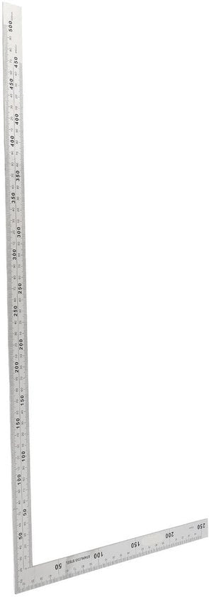 Misuratore angolare preciso a forma L - scala 500mm x 250mm - doppia faccia - per interni/esterni - costruzione di alta qualità