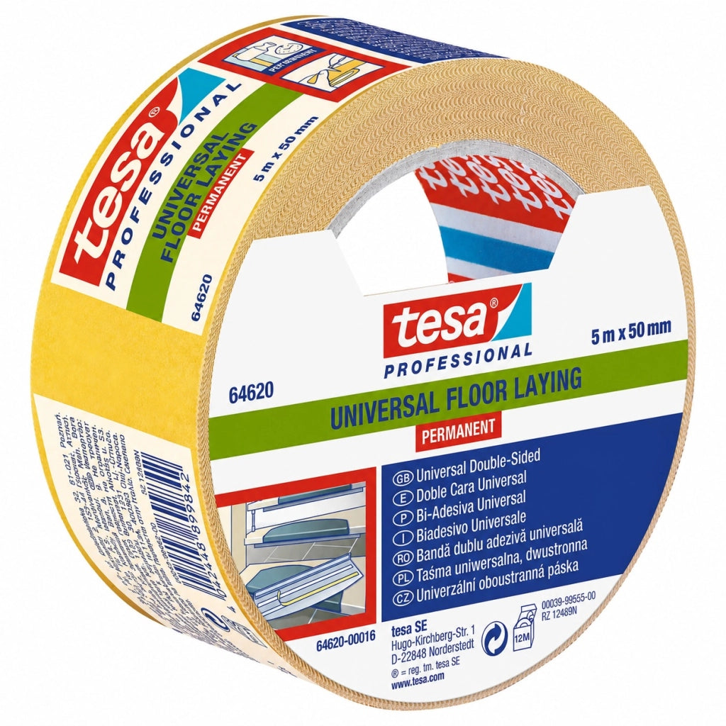 Tesa nastro biadesivo universale bianco per pavimenti mu84 5m x 50mm