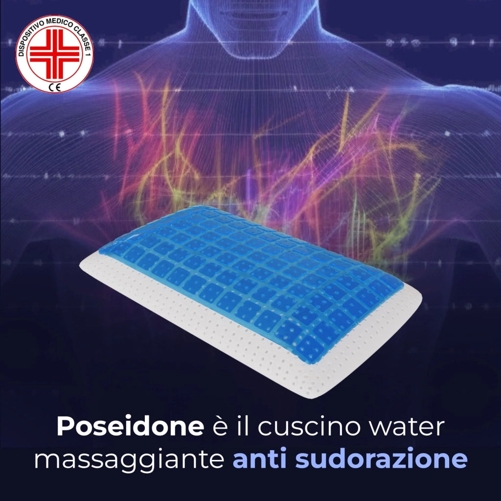 Cuscino in memory foam con Gel - Termoregolatore e Anti-Sudore - Poseidone - 72x42x12cm