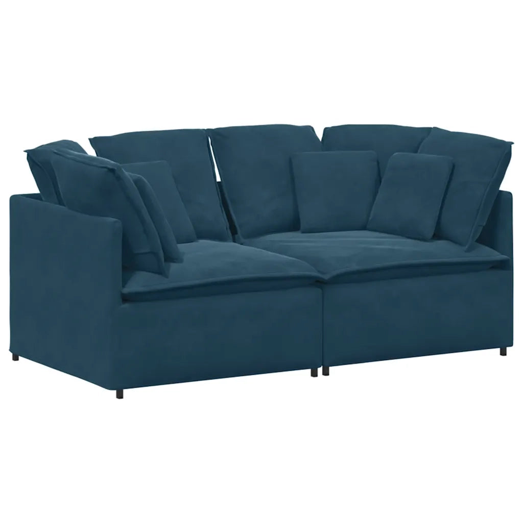 Divano Modulare con Cuscini in Velluto Blu 3321248