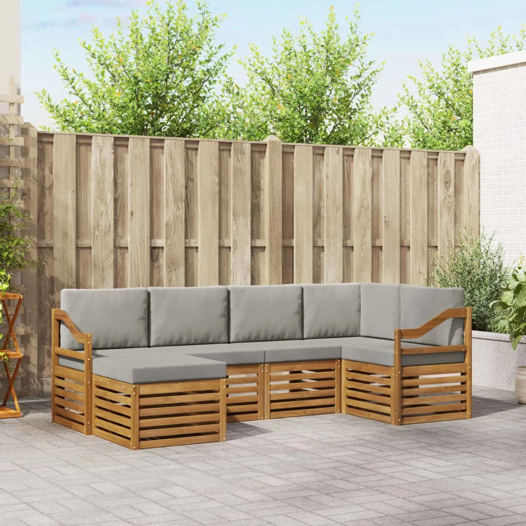 Set divano sezionale con cuscino 6 pcs Grigio Naturale e Chiaro 3375106