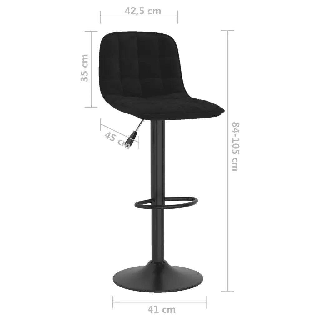 Sgabelli da Bar 2 pz Neri in Velluto 333988
