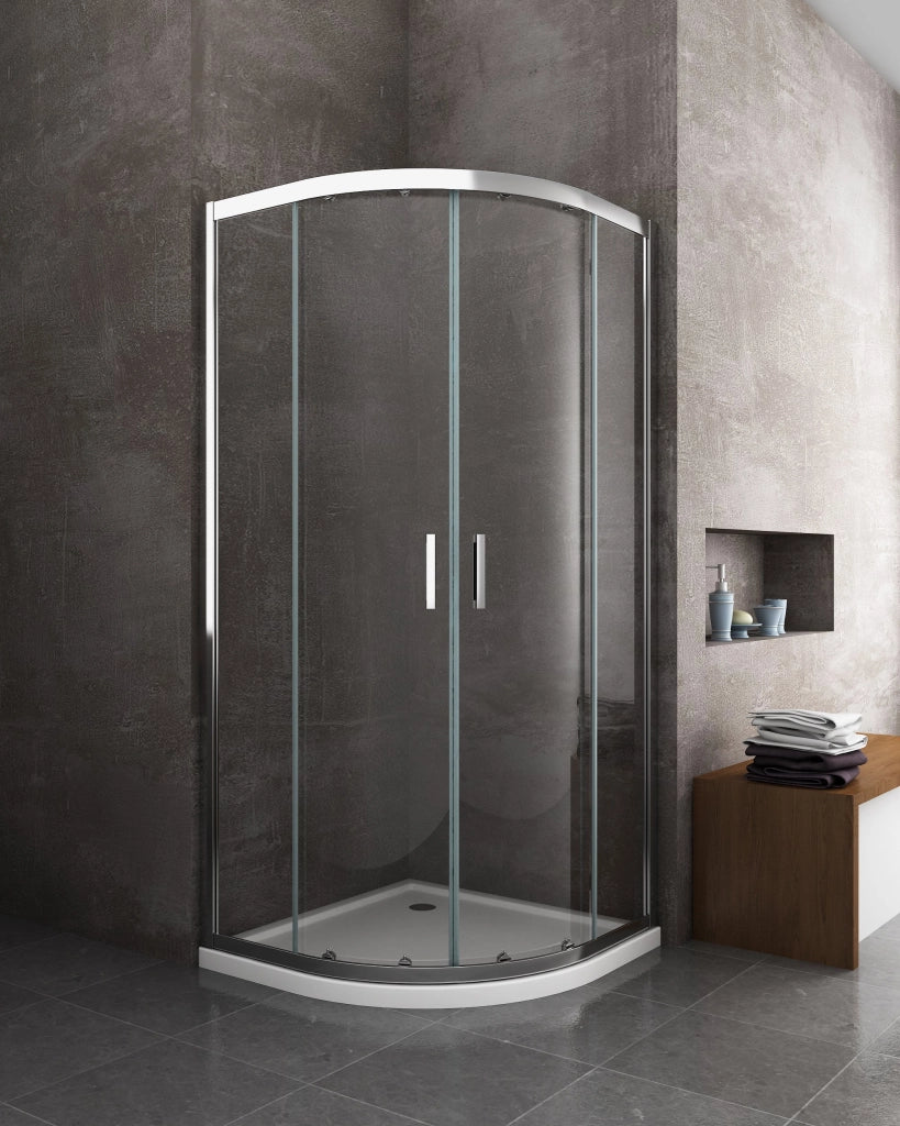 Box doccia 6 mm angolare curvo semicircolare profilo cromo reversibile H.190 80x80