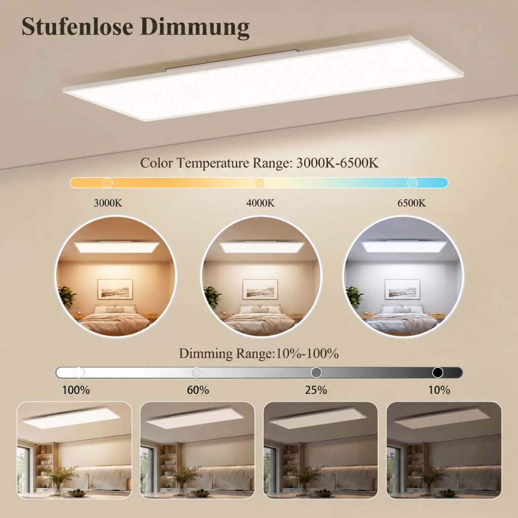 ZMH Lampada a Soffitto LED 100x25cm Dimmabile Pannello Bianco Per Camera da Letto Ingresso