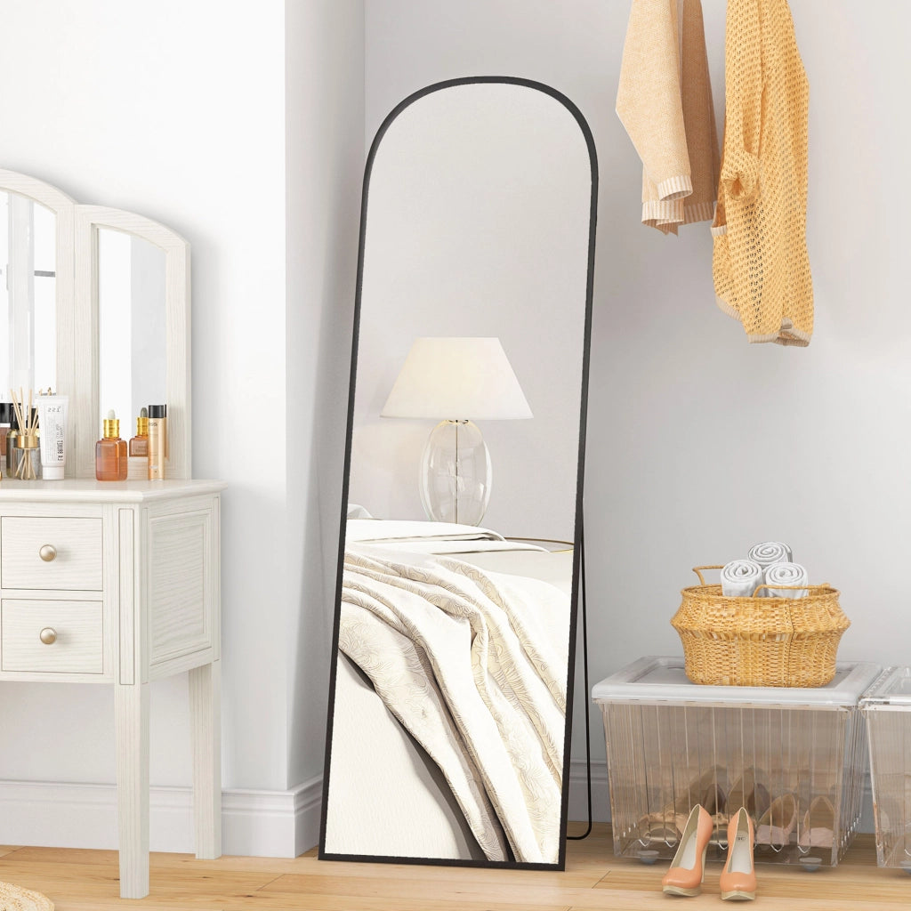 Specchio da Parete con Supporto ¨C Minimal ¨C Nero Aluminio 50x161.5 cm