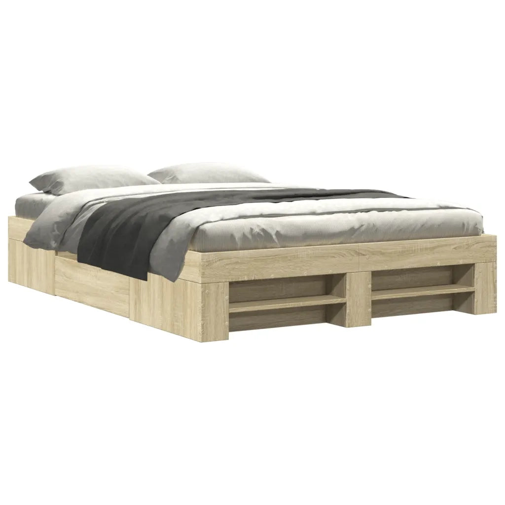 Letto matrimoniale | Letto per adulti | Giroletto senza Materasso Rovere Sonoma 120x190cm in Truciolato