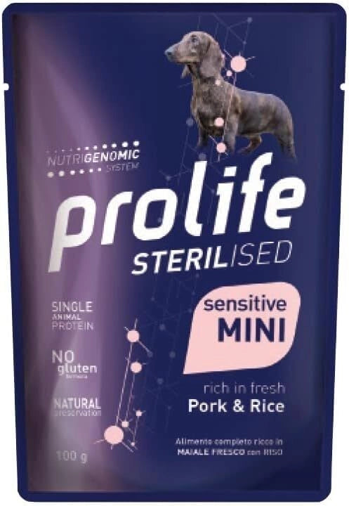 PROLIFE STERILISED SENSITIVE ADULT MAIALE E RISO MINI. 10 buste da 100gr