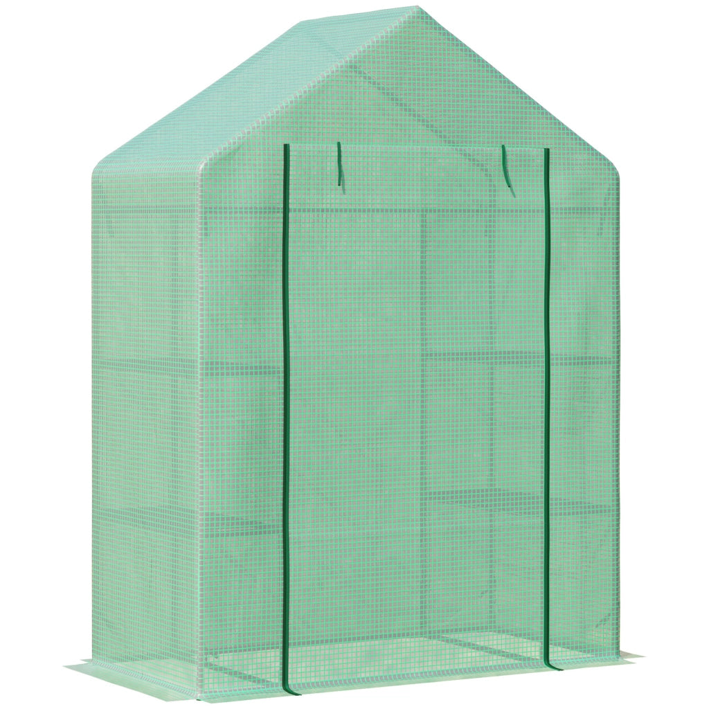 EasyComfort Serra da Giardino in Acciaio e Plastica PE con 4 Ripiani, Funi e Picchetti, 141x72x191 cm, Verde