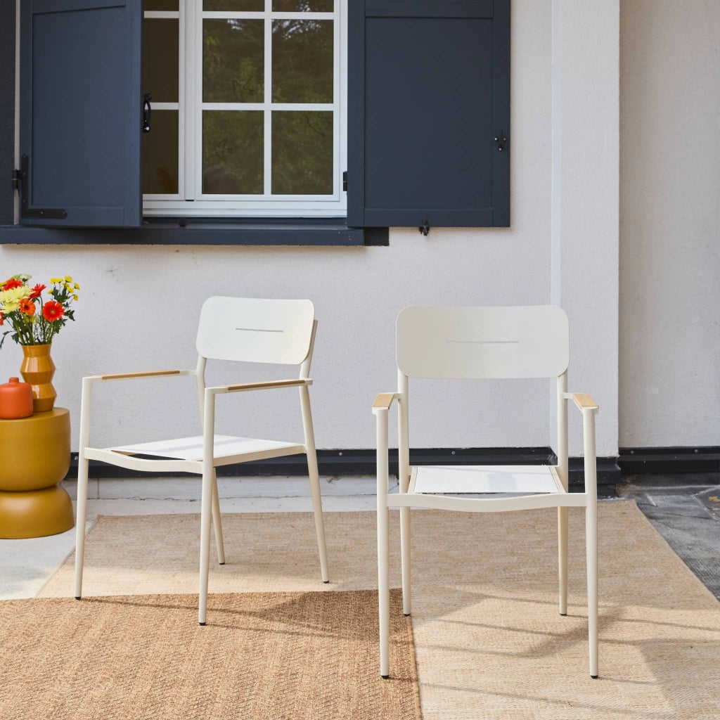 Set 2 sedie da giardino in alluminio e textilene, beige