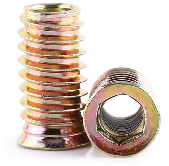 Inserzioni a vite - Vite a dado - Verniciato - Legno - Inserzioni - Mobili in legno - 20 pezzi di vite a dado da inserire, vite a dado verniciato a 6 facce per mobili in legno (M8 * 25 mm).