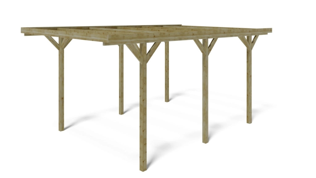 Tettoia posto auto coperto in legno 3.04x5.12 m - 15.57 m2 - CAR16 - ALTANKA
