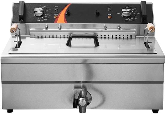 Friteuse elettrica da 3000W, 30,6 Qt/29 L, commerciale con maniglia, regolazione di temperatura, acciaio inox, per uso in cucine e ristoranti, argento