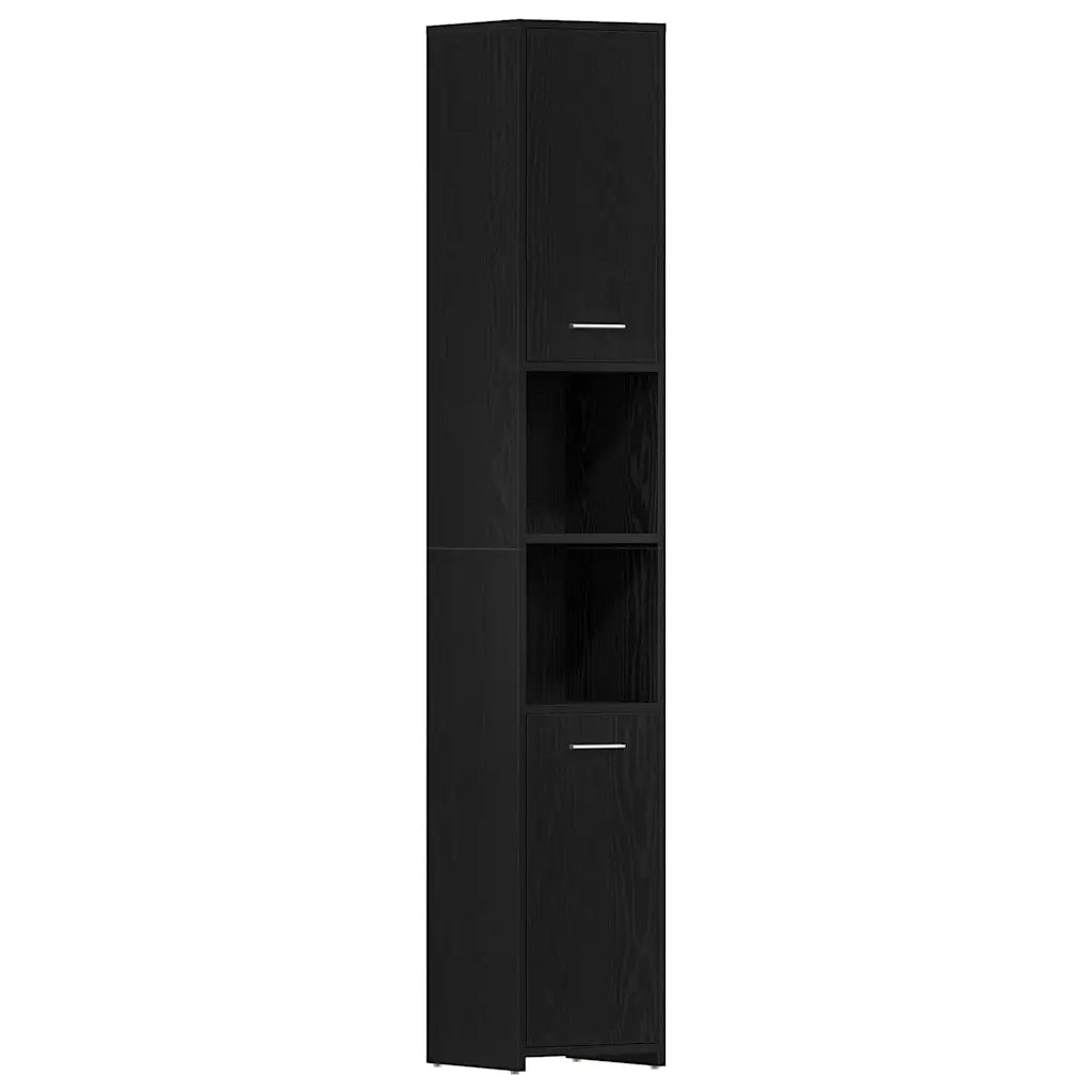 Mobile da Bagno Rovere Nero 30x30x183,5 cm in Truciolato 863124