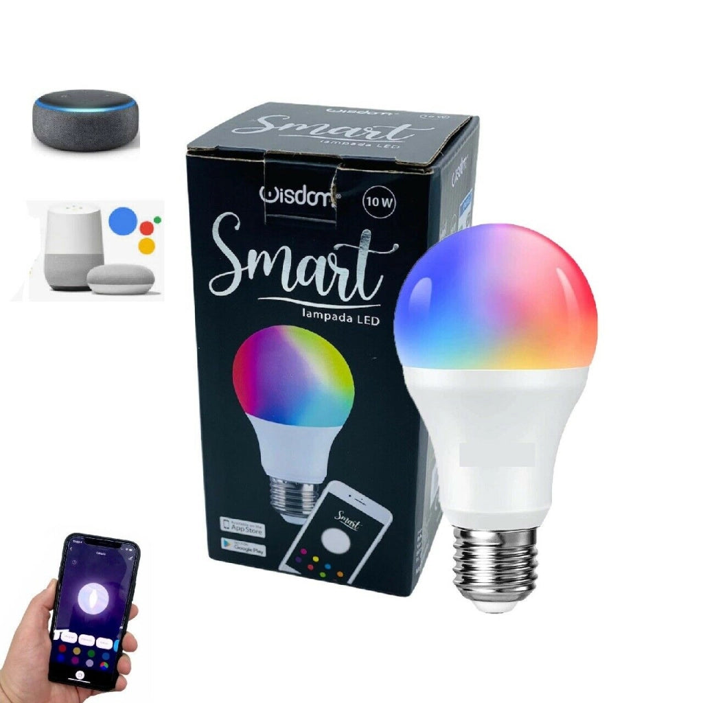 Lampadina Lampada luce Led RGB WIFI Smart E27 App con google assistant e Alexa