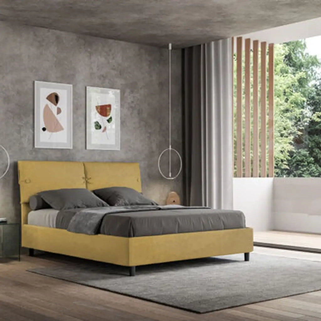 Letto matrimoniale senza rete imbottito 160x190 microfibra ocra Sleeper