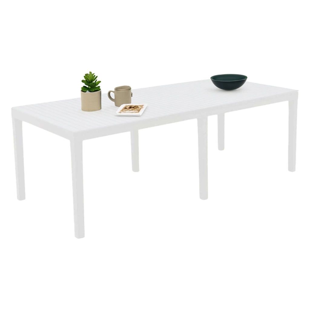 Tavolo da esterno rettangolare allungabile da pranzo Dmica, Tavolo da giardino estensibile, 100% Made in Italy, Cm 150x90h72, Bianco