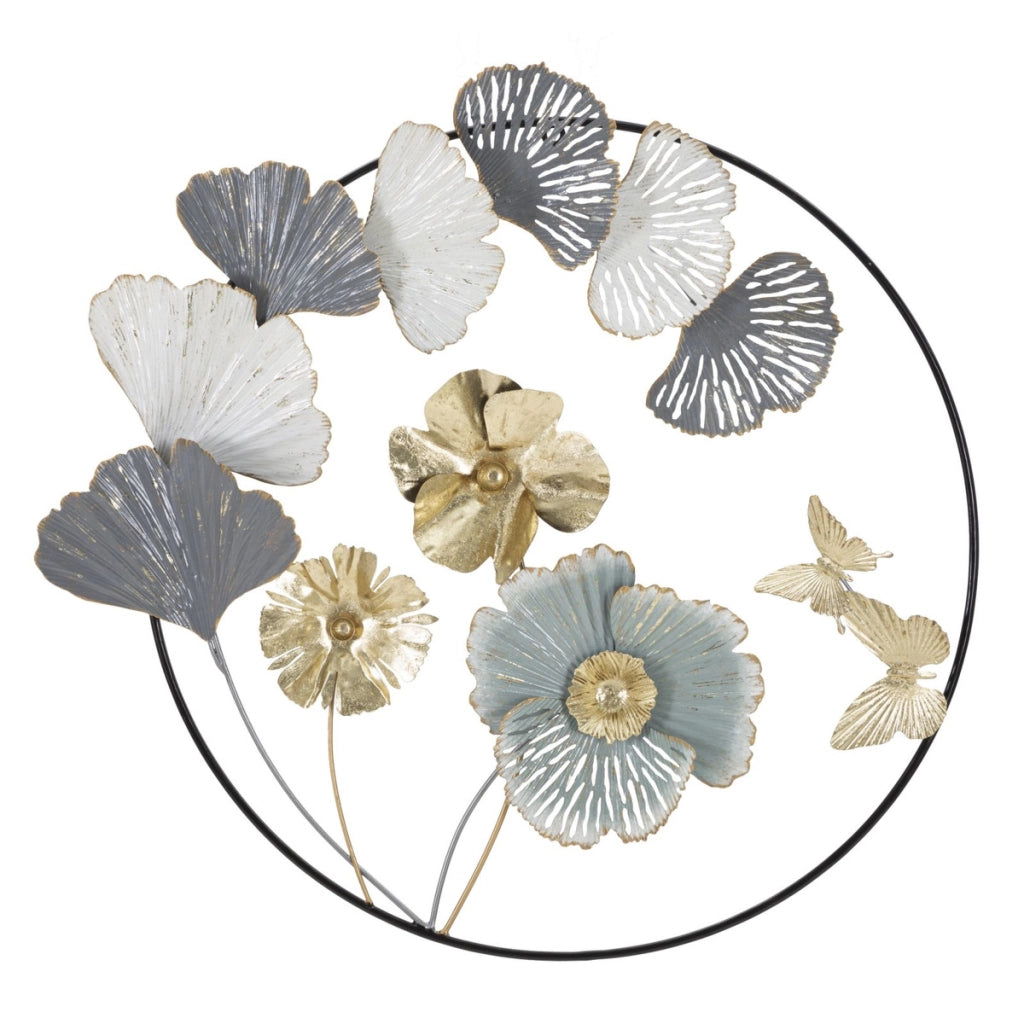 Decorazione in Metallo 3D Fiori 21, Multicolore, Metallo, 78,5x5x74 cm