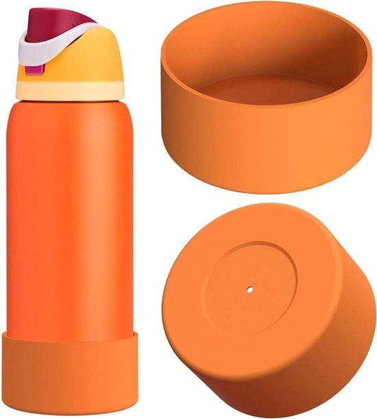 Hoes per bottiglia - Antiscivolo in silicone - Arancione - Copertura protettiva - Adatto per bottiglie - Set di 2 coperture per bottiglia, compatibile con diversi modelli.